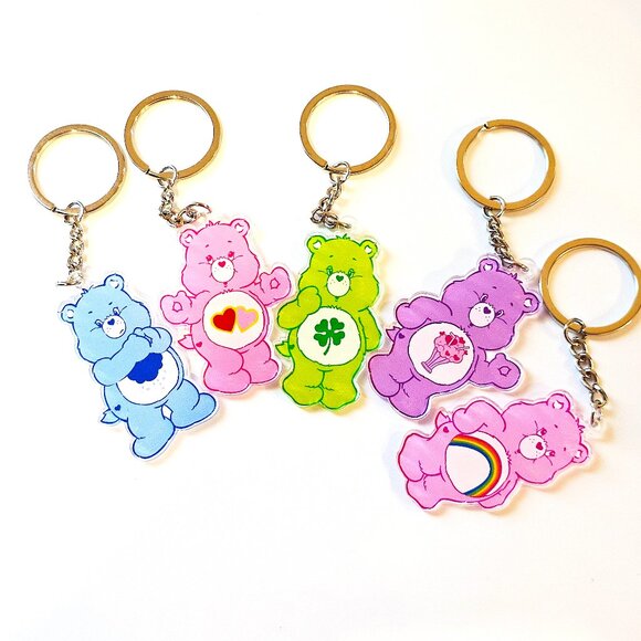 Care Bears Keychain, Choose Character, Cute Cartoon Retro Acrylic Charm Gift - Picture 1 of 8